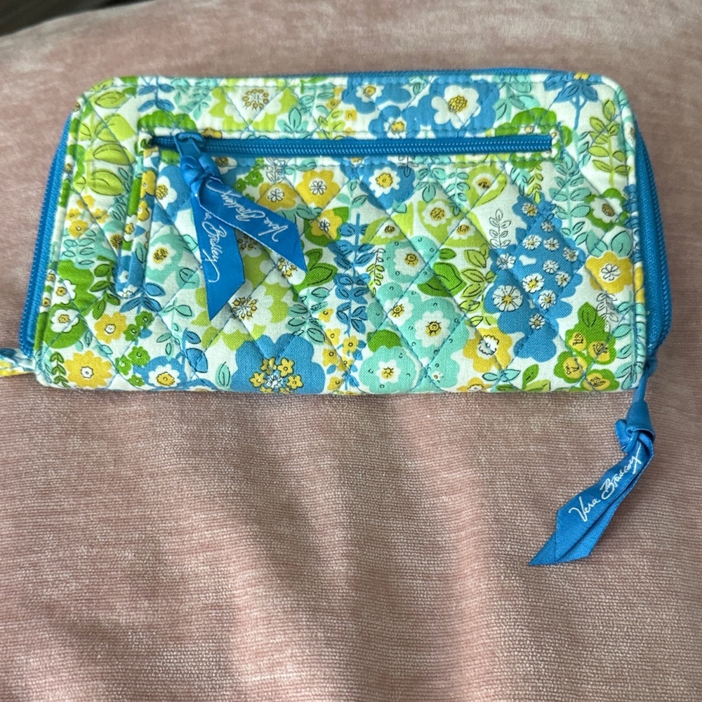 Vera Bradley Blue and Green Floral Quilted Wallet